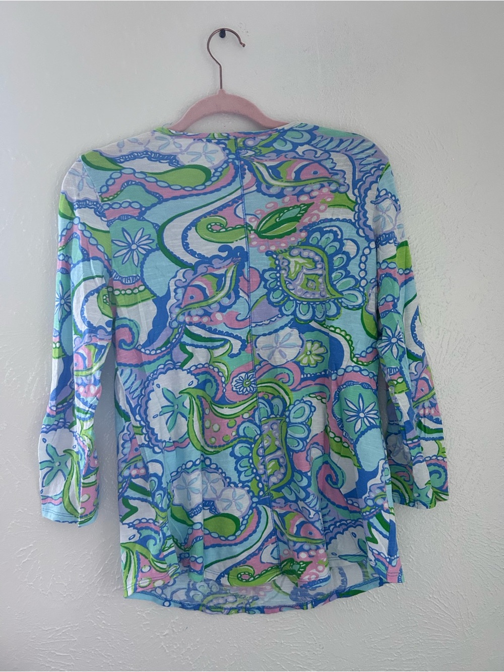 Lilly Pulitzer Pastel Paisley V-Neck Tunic in Blue, Pink & Green - Picture 3 of 4